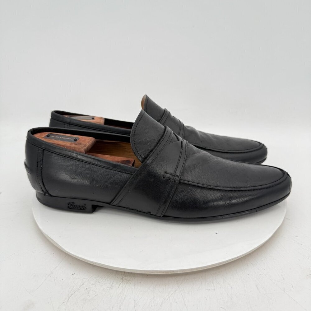 Gucci Diamante Men Size UK 10.5 US 11.5 Black Leather Penny Loafer Dress Shoes - Picture 4 of 12